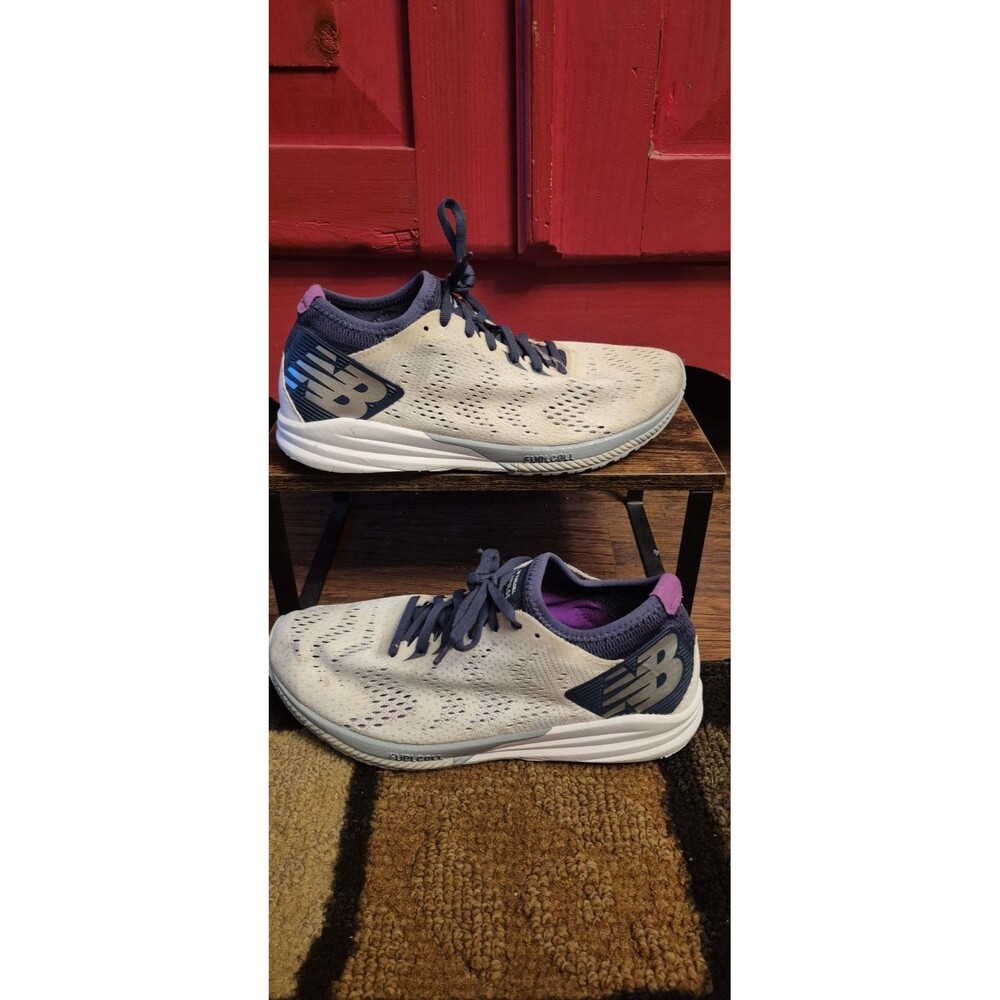 New Balance Size 8.5 Womens FuelCell Impulse Running Shoes White Purple Navy